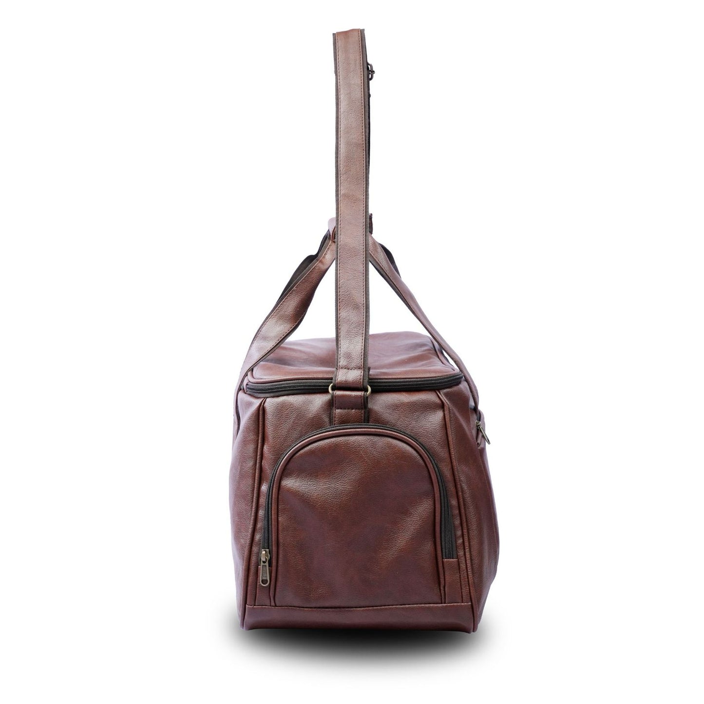 Daikon Brown PU Leather Duffle Bag, Travel Gym Bag