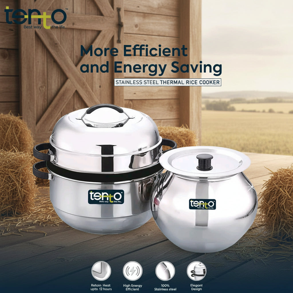 TENTO 1 KG Steel Rice Cooker