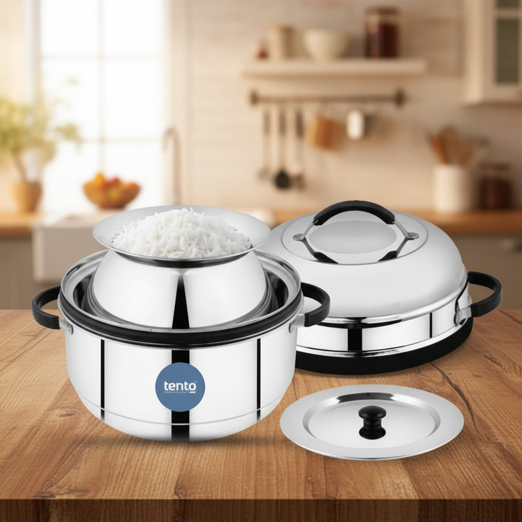 TENTO 1 KG Steel Rice Cooker