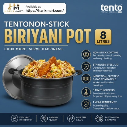 TENTONon-Stick Biriyani Pot 8 litres