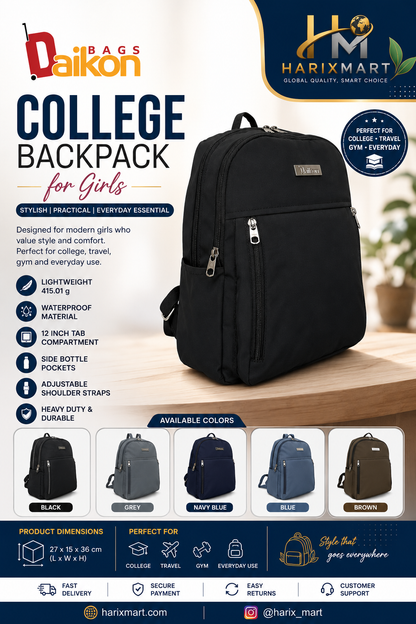 Daikon College Backpack for Girls,