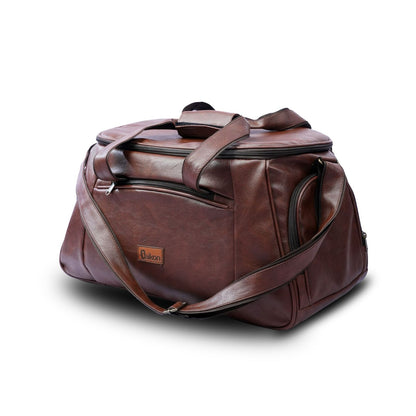 Daikon Brown PU Leather Duffle Bag, Travel Gym Bag