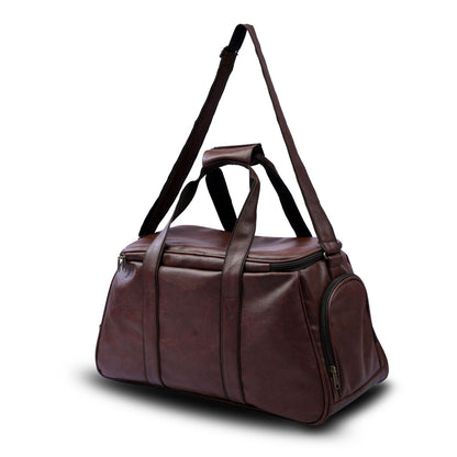 Daikon Brown PU Leather Duffle Bag, Travel Gym Bag